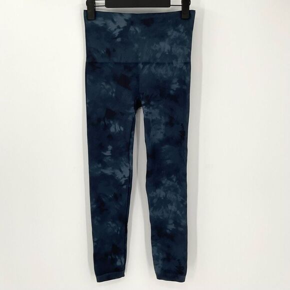 Spanx EcoCare Seamless Leggings Support Compression Deep Blue Tie Dye Women XL - Picture 1 of 5